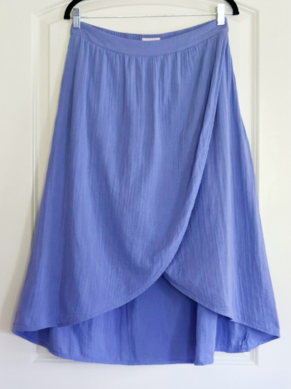 Pact Coastal Double Gauze Wrap Midi Skirt Periwinkle Blue M